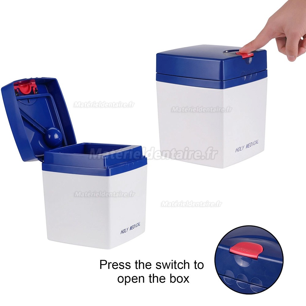 Boîte de rangement étanche à l'humidité pour matériaux d'empreintes avec gobelet doseur